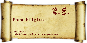Marx Eligiusz névjegykártya